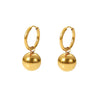 Wholesale Women's Stainless Steel Earrings With Gold Ball Pendant And Geometric Design Electroplated
