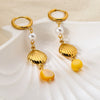 Wholesale Women's Stainless Steel Earrings With 18K Gold Plating Animal Zodiac Pattern Tassel Pendant