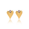 Wholesale Women's Stainless Steel Earrings With Love Pattern Inlaid With Zirconium Electroplated In Titanium Steel Glossy Minimalist Style