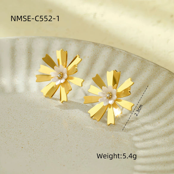 Wholesale Women's Stainless Steel Earrings With Sweet Lace Hollow Design And Electroplating Treatment