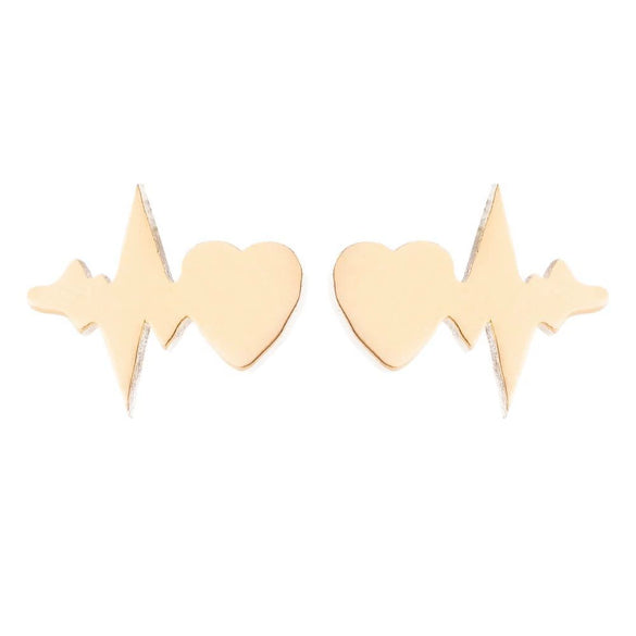 Wholesale Women's Stainless Steel Electrocardiogram Love Heartbeat Pendant Earrings With Electroplating Treatment