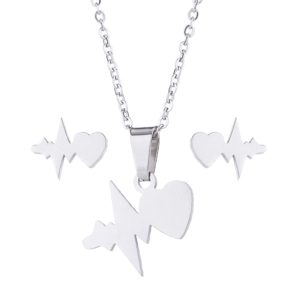 Wholesale Women's Stainless Steel Electrocardiogram Love Heartbeat Pendant Earrings With Electroplating Treatment