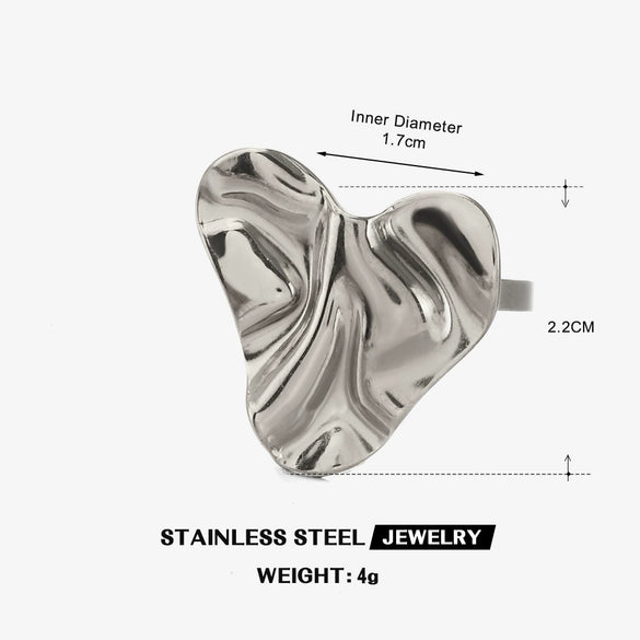 Wholesale Women's Stainless Steel Electroplated Asymmetrical Heartshaped Ring