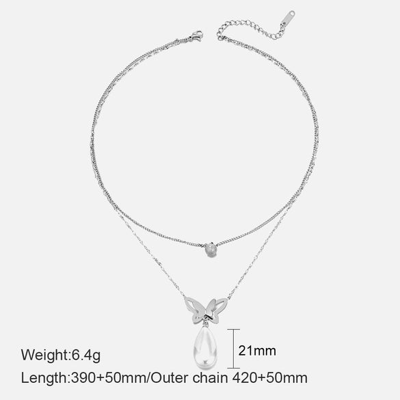 Wholesale Women's Stainless Steel Electroplated Butterfly And Zodiac Pattern Pendant Necklace