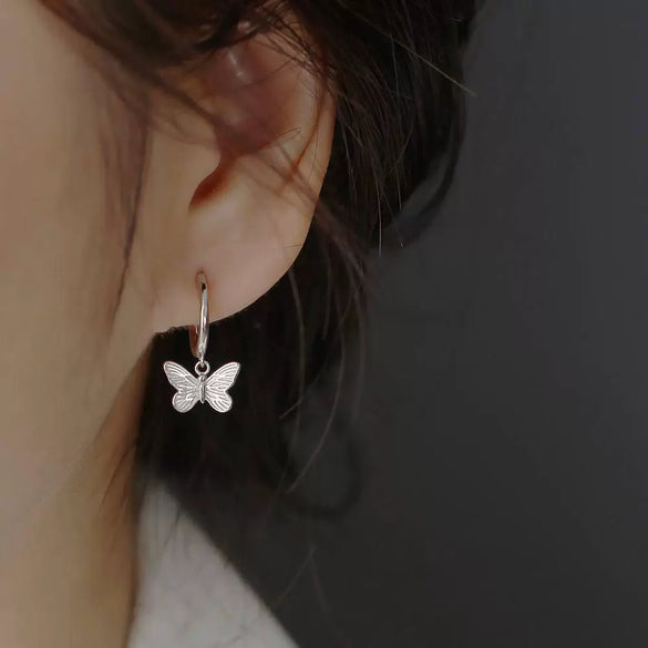 Wholesale Women's Stainless Steel Electroplated Butterfly Insect Style Earrings