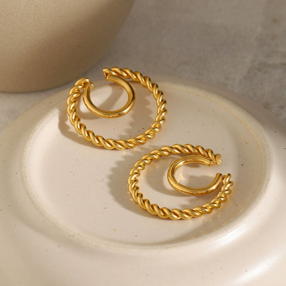 Wholesale Women's Stainless Steel Electroplated Coil Twist Double Layer Ear Clip