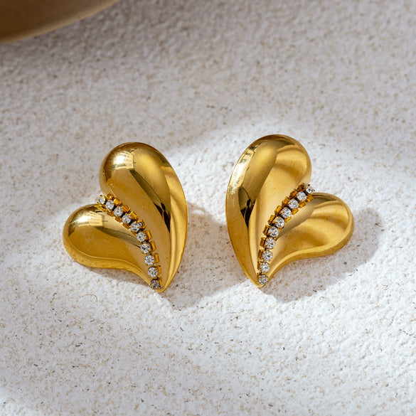 Wholesale Women's Stainless Steel Electroplated Cute Geometric Heart Star Shaped Zircon Inlaid Earrings