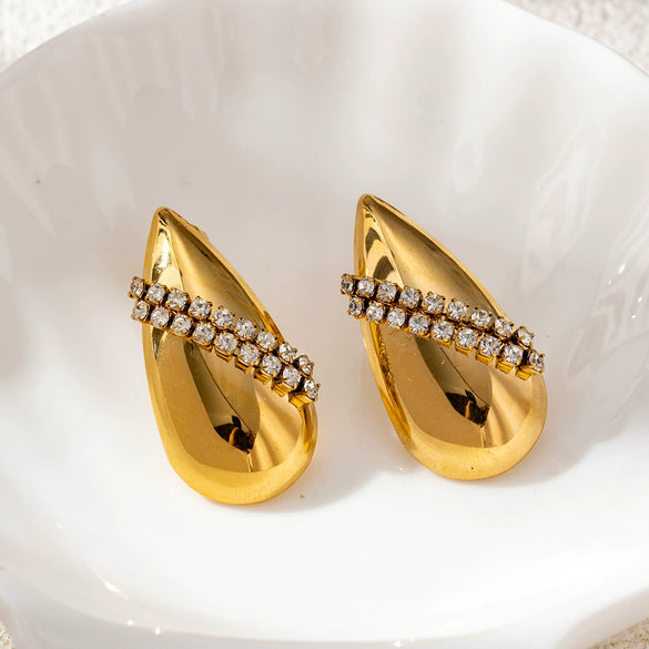 Wholesale Women's Stainless Steel Electroplated Cute Geometric Heart Star Shaped Zircon Inlaid Earrings