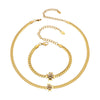 Wholesale Women's Stainless Steel Electroplated Doublelayer Flower Necklace And Bracelet Set Minimalist Light Luxury Style Jewelry Accessories