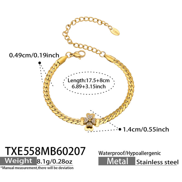 Wholesale Women's Stainless Steel Electroplated Doublelayer Flower Necklace And Bracelet Set Minimalist Light Luxury Style Jewelry Accessories