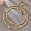 Wholesale Women's Stainless Steel Electroplated Doublelayer Flower Necklace And Bracelet Set Minimalist Light Luxury Style Jewelry Accessories