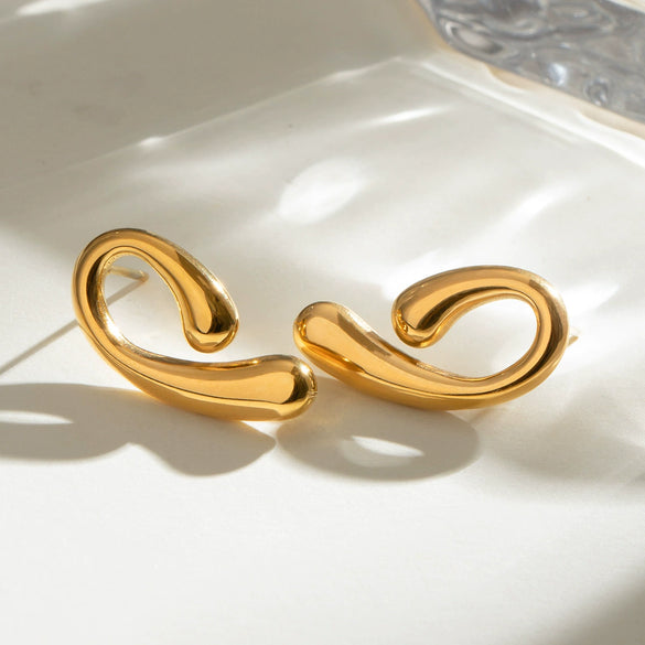 Wholesale Women's Stainless Steel Electroplated Drop Shape Trend Earrings