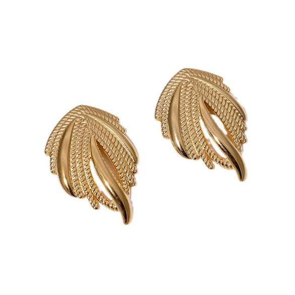 Wholesale Women's Stainless Steel Electroplated Earrings With Wing Texture
