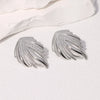 Wholesale Women's Stainless Steel Electroplated Earrings With Wing Texture