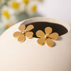 Wholesale Women's Stainless Steel Electroplated Five Petal Flower Daisy Earrings Jewelry