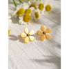 Wholesale Women's Stainless Steel Electroplated Five Petal Flower Daisy Earrings Jewelry