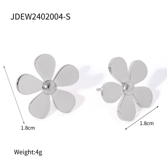 Wholesale Women's Stainless Steel Electroplated Five Petal Flower Daisy Earrings Jewelry
