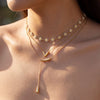 Wholesale Women's Stainless Steel Electroplated Flower Cross Chain Necklace