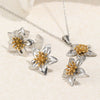 Wholesale Women's Stainless Steel Electroplated Flower Earrings And Twotone Ring Accessories