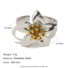 Wholesale Women's Stainless Steel Electroplated Flower Earrings And Twotone Ring Accessories