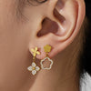 Wholesale Women's Stainless Steel Electroplated Flower Jewelry Set Including Necklace Bracelet And Earrings