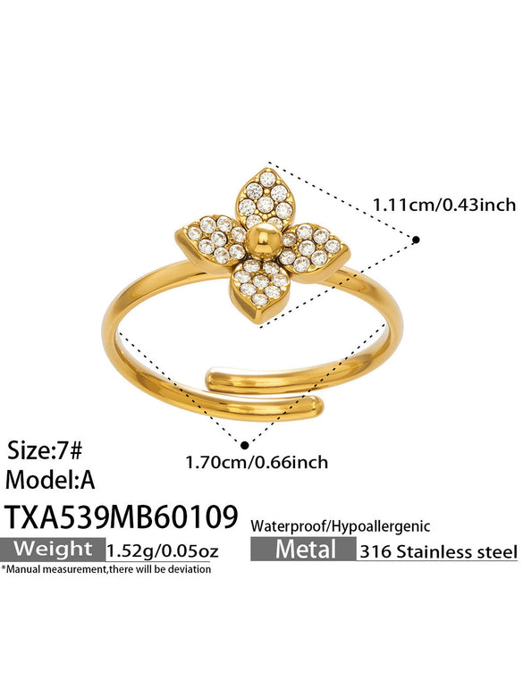 Wholesale Women's Stainless Steel Electroplated Flower Jewelry Set Including Necklace Bracelet And Earrings