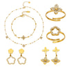 Wholesale Women's Stainless Steel Electroplated Flower Jewelry Set Including Necklace Bracelet And Earrings