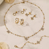 Wholesale Women's Stainless Steel Electroplated Flower Jewelry Set Including Necklace Bracelet And Earrings