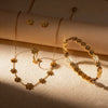 Wholesale Women's Stainless Steel Electroplated Flower Jewelry Set With Daisy Earrings Necklace And Bracelet