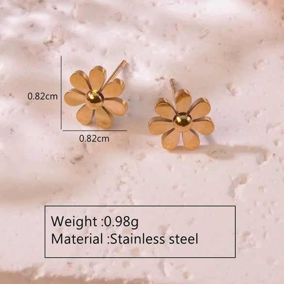 Wholesale Women's Stainless Steel Electroplated Flower Jewelry Set With Daisy Earrings Necklace And Bracelet