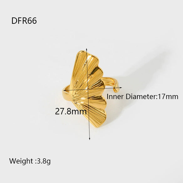Wholesale Women's Stainless Steel Electroplated Flower Open Ring Jewelry
