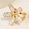 Wholesale Women's Stainless Steel Electroplated Flower Open Ring Jewelry