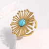 Wholesale Women's Stainless Steel Electroplated Flower Pattern Open Ring Jewelry