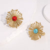 Wholesale Women's Stainless Steel Electroplated Flower Pattern Open Ring Jewelry