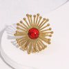 Wholesale Women's Stainless Steel Electroplated Flower Pattern Open Ring Jewelry