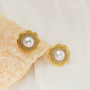 Wholesale Women's Stainless Steel Electroplated Flower Stud Earrings With Geometric French Retro Style