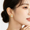 Wholesale Women's Stainless Steel Electroplated Flower Stud Earrings With Geometric French Retro Style