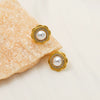 Wholesale Women's Stainless Steel Electroplated Flower Stud Earrings With Geometric French Retro Style