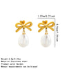 Wholesale Women's Stainless Steel Electroplated Geometric And Flower Bowknot Tassel Pendant Earrings