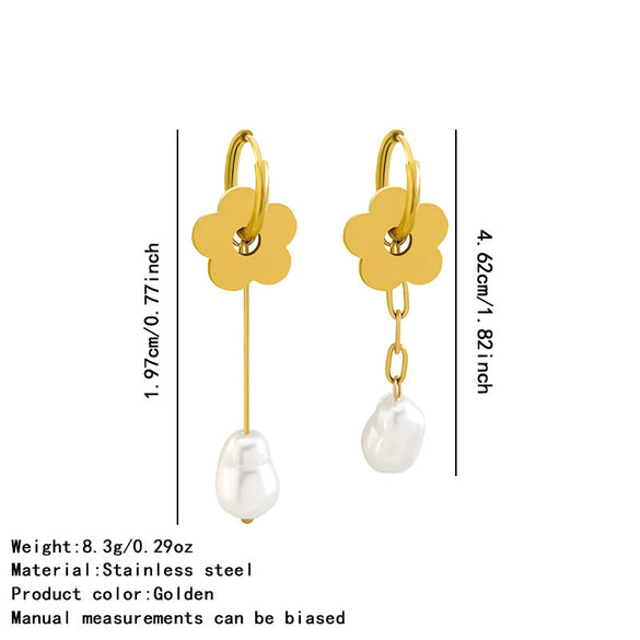 Wholesale Women's Stainless Steel Electroplated Geometric And Flower Bowknot Tassel Pendant Earrings