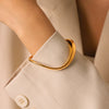 Wholesale Women's Stainless Steel Electroplated Geometric Bracelet Light Luxury Highend Irregular Open Design 18K Gold Jewelry