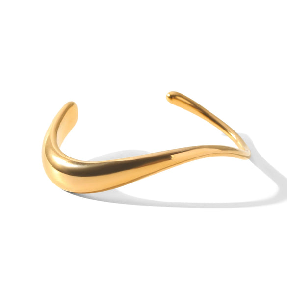 Wholesale Women's Stainless Steel Electroplated Geometric Bracelet Light Luxury Highend Irregular Open Design 18K Gold Jewelry