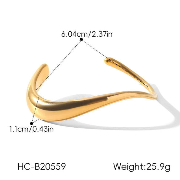 Wholesale Women's Stainless Steel Electroplated Geometric Bracelet Light Luxury Highend Irregular Open Design 18K Gold Jewelry