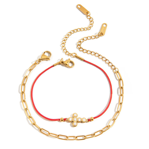 Wholesale Women's Stainless Steel Electroplated Geometric Cross Bracelet Jewelry