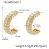 Wholesale Women's 316L Stainless Steel Electroplated Geometric Cshaped And Ushaped Shell Beads Inlaid Earrings