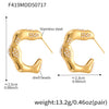 Wholesale Women's 316L Stainless Steel Electroplated Geometric Cshaped And Ushaped Shell Beads Inlaid Earrings