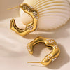 Wholesale Women's 316L Stainless Steel Electroplated Geometric Cshaped And Ushaped Shell Beads Inlaid Earrings