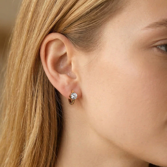 Wholesale Women's Stainless Steel Electroplated Geometric Diamond Studded Ear Cuffs And Earrings