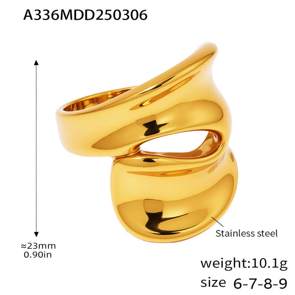 Wholesale Women's Stainless Steel Electroplated Geometric Ferris Wheel Finger Ring In Light Luxury Style