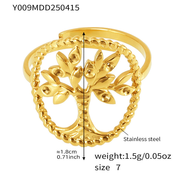 Wholesale Women's Stainless Steel Electroplated Geometric Ferris Wheel Hollow Opening Ring